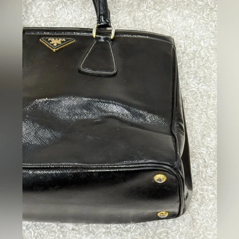 Prada Black Saffiano Patent Leather Parabole Tote - Picture 8 of 16
